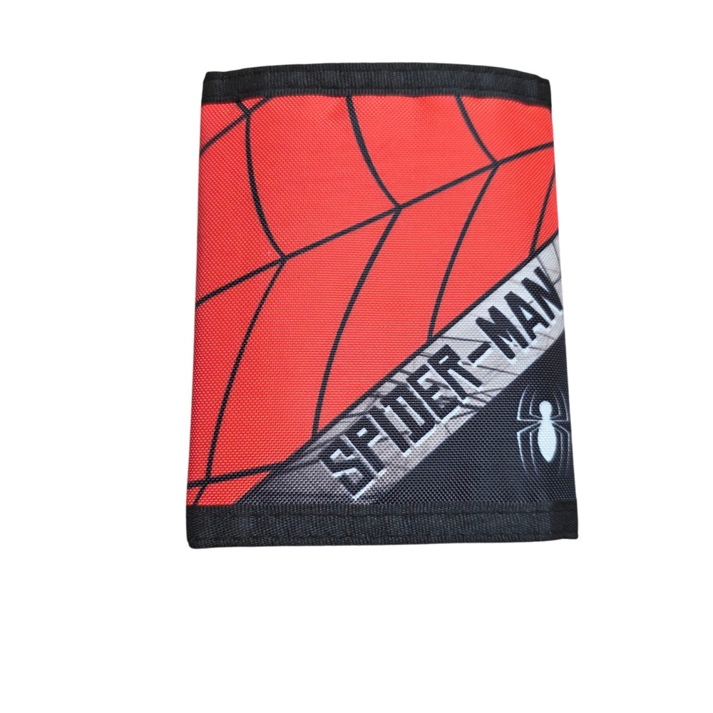 Marvel Spider-Man Bioworld Red Black Canvas Trifold Wallet Velcro Closure - Picture 2 of 6
